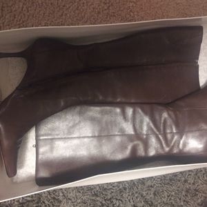 Anne Klien Brown leather knee boots.